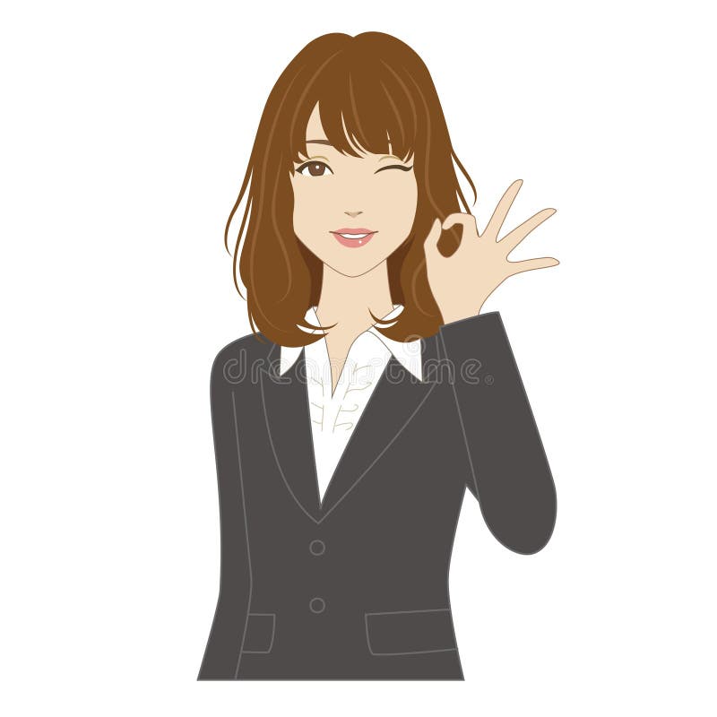 Download Winking Woman With Okey Sign Stock Vector - Illustration of girl, hair: 61018205