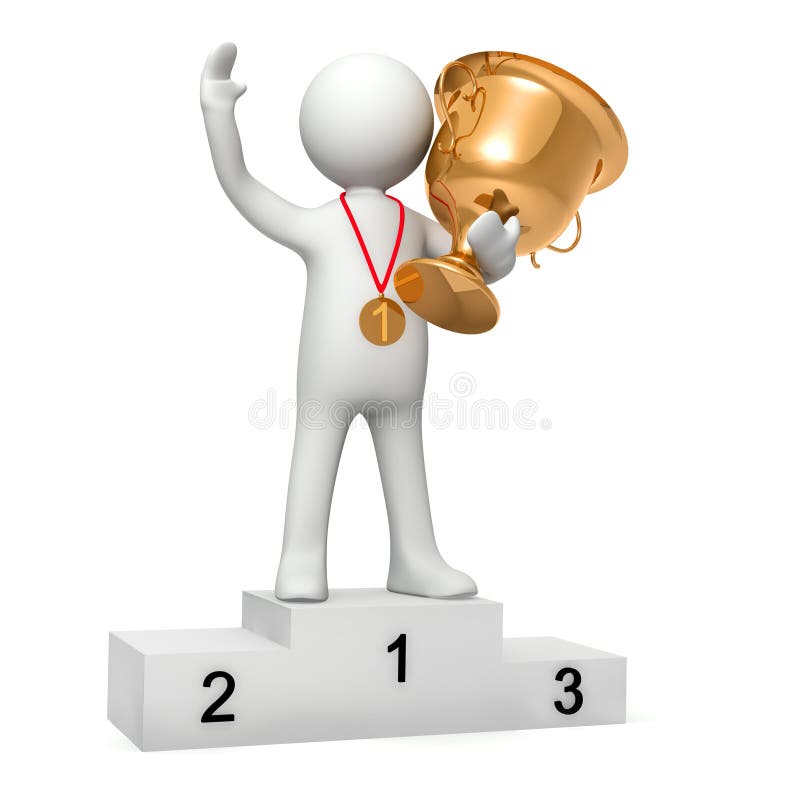 3D Humans Standing on Winners Podium Stock Illustration - Illustration