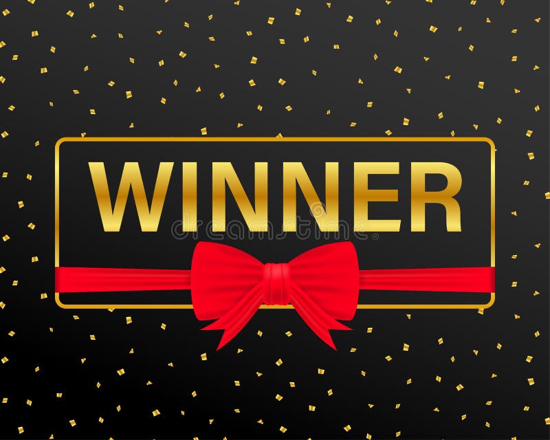Winner frame label, falling ribbons winner. Vector illustration. royalty free illustration