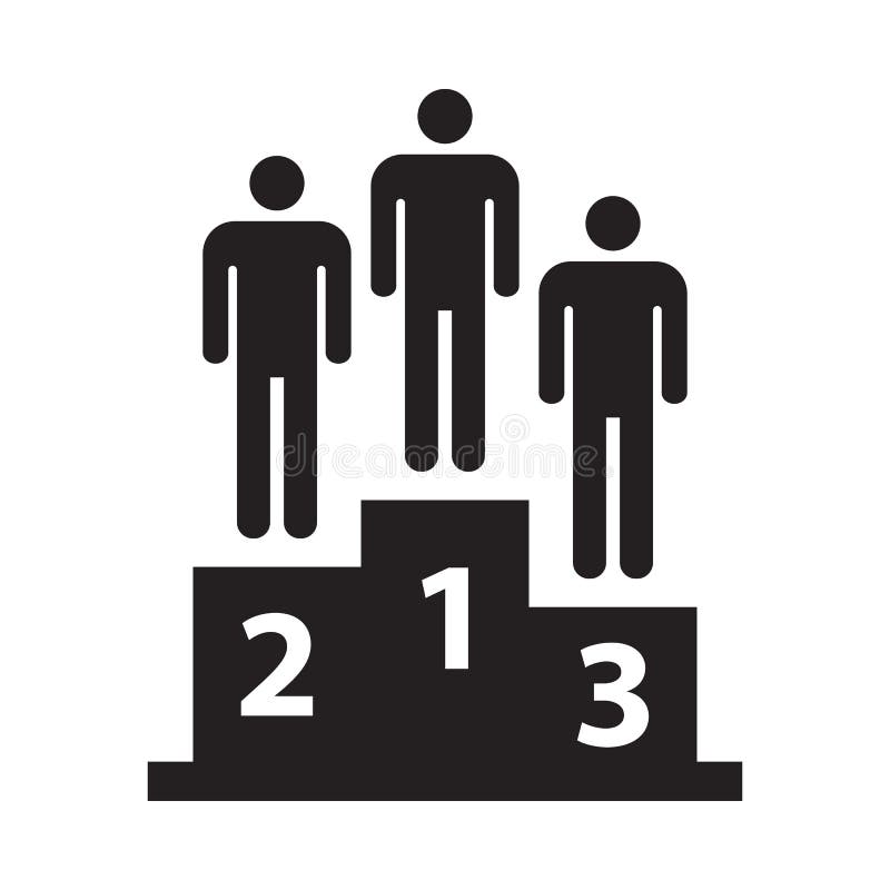 Winners Podium Icon, Black Isolated on White Background, Vector Illustration. Stock Illustration