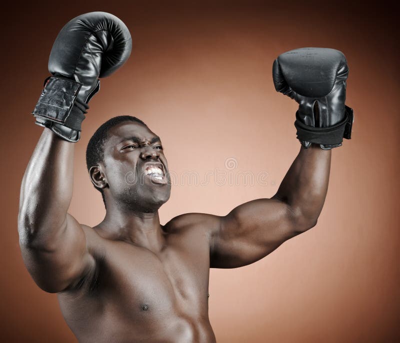 Boxer flexing biceps stock photo. Image of strength, body 51532248