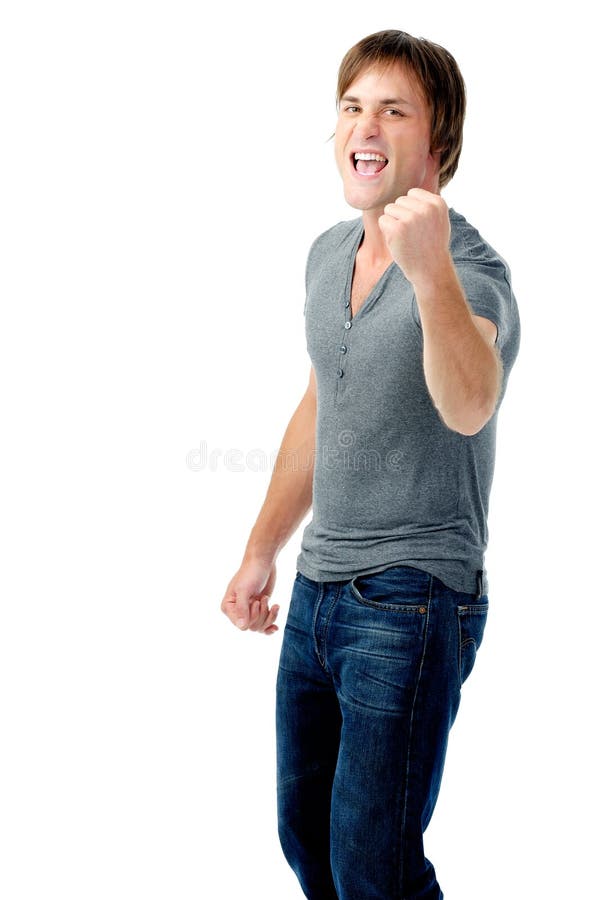 Winning Man Does Fist Punch Stock Photos Free & RoyaltyFree Stock