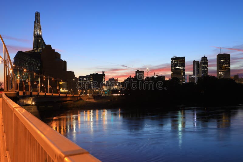 Winnipeg, Manitoba skyline at sunset