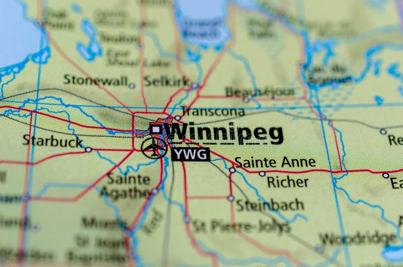 Winnipeg sur la carte photo stock. Image du manitoba 114071846