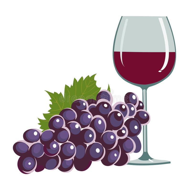 Winogrona szklany wino royalty ilustracja