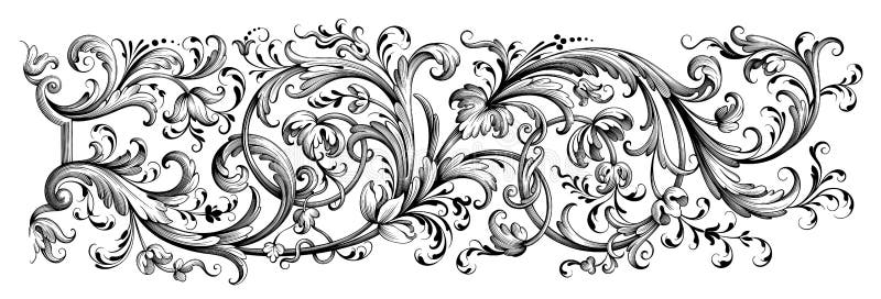 Wintage Baroque Victorian frame obramowanie kwiatowe ozdobne przewijanie ozdobne tatuaż wzoru retro wektor kaligraficzny heraldyc royalty ilustracja