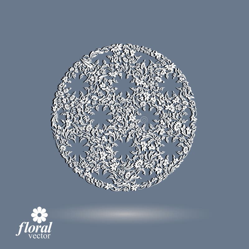 Winter abstract round object with beautiful snowflakes – weather forecast conceptual pictogram. Flower-patterned graphic season