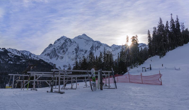 Winter Activities in Mt Baker Ski Area stock image Winter Activities in Mt Baker Ski Area stock image