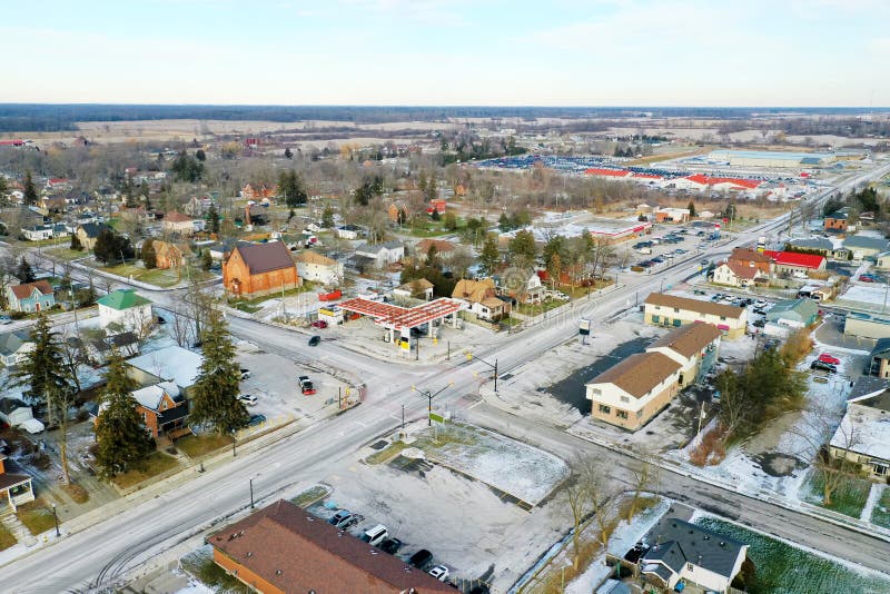 Winter Aerial of Cayuga, Ontario, Canada Stock Image Image of canada