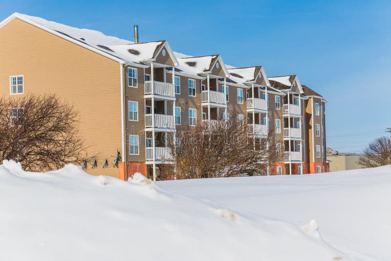 Winter Apartment Building stock photo. Image of house 45977308