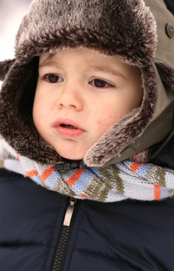 Winter baby boy stock photo. Image of expression, childhood 7465964