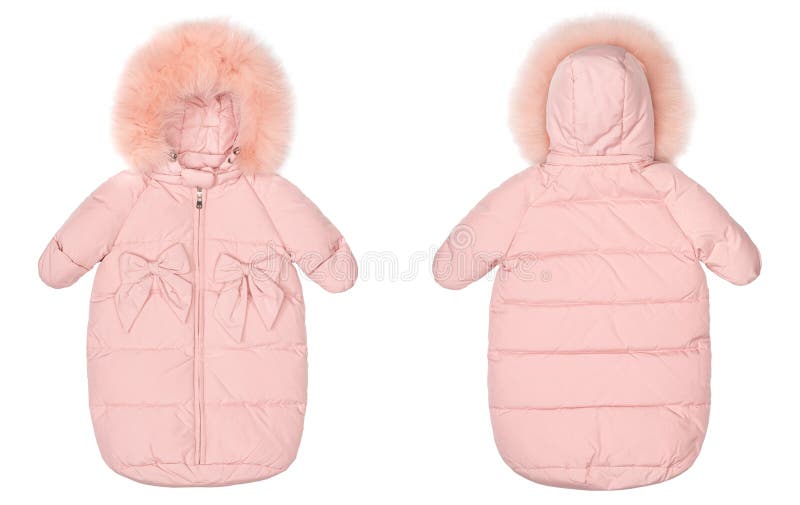 Winter Baby Pink Envelope Isolated on White. Down Envelope for Newborn