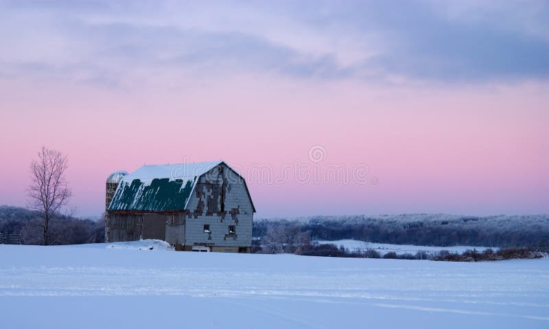 Winter Barn at Dusk