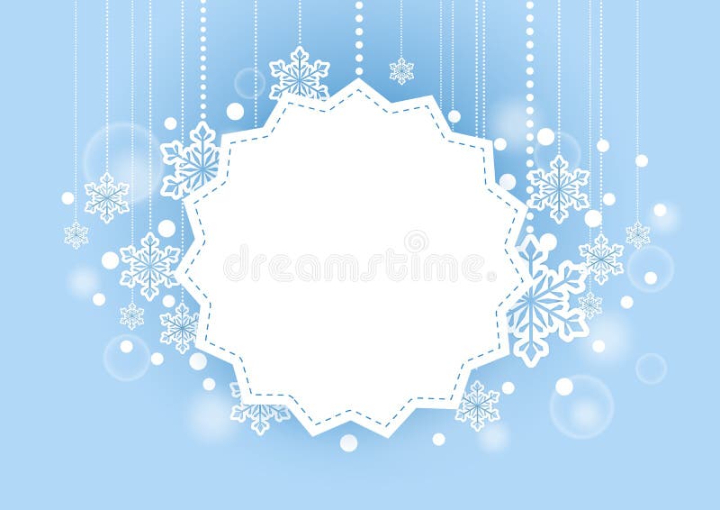 Winter Beautiful Background with Snow Flakes Hanging and White Space for Words