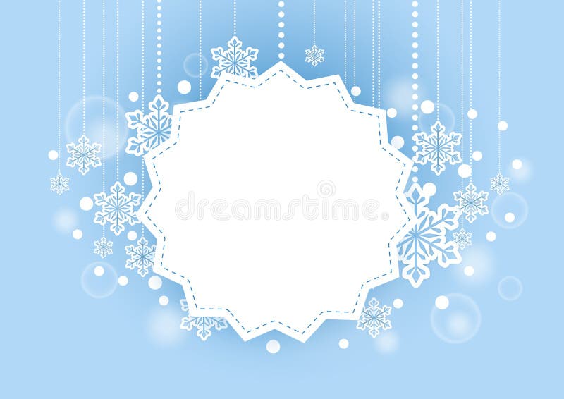 Winter Beautiful Background with Snow Flakes Hanging and White Space for Words royalty free illustration