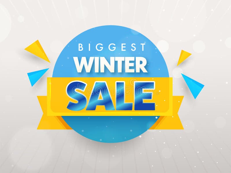 Winter Biggest Sale Poster Design with Triangle Elements Against Gray