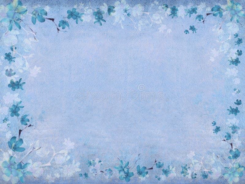 Winter blue blossom flower border