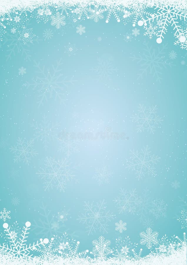 Winter blue christmas background with snowflake border
