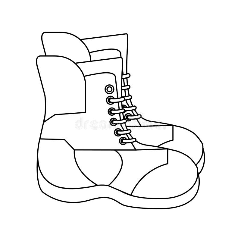 Winter Boots Equipment Black and White Stock Vector - Illustration of ...
