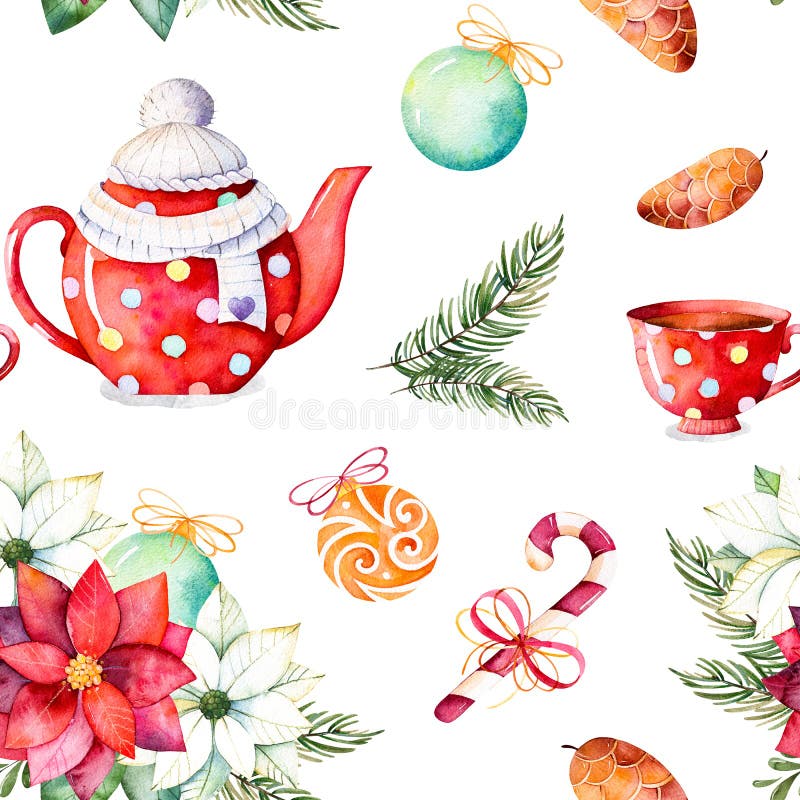 https://thumbs.dreamstime.com/b/winter-bouquet-candy-teapot-cup-tea-pinecone-christmas-balls-merry-happy-new-year-set-handpainted-watercolor-seamless-80637778.jpg