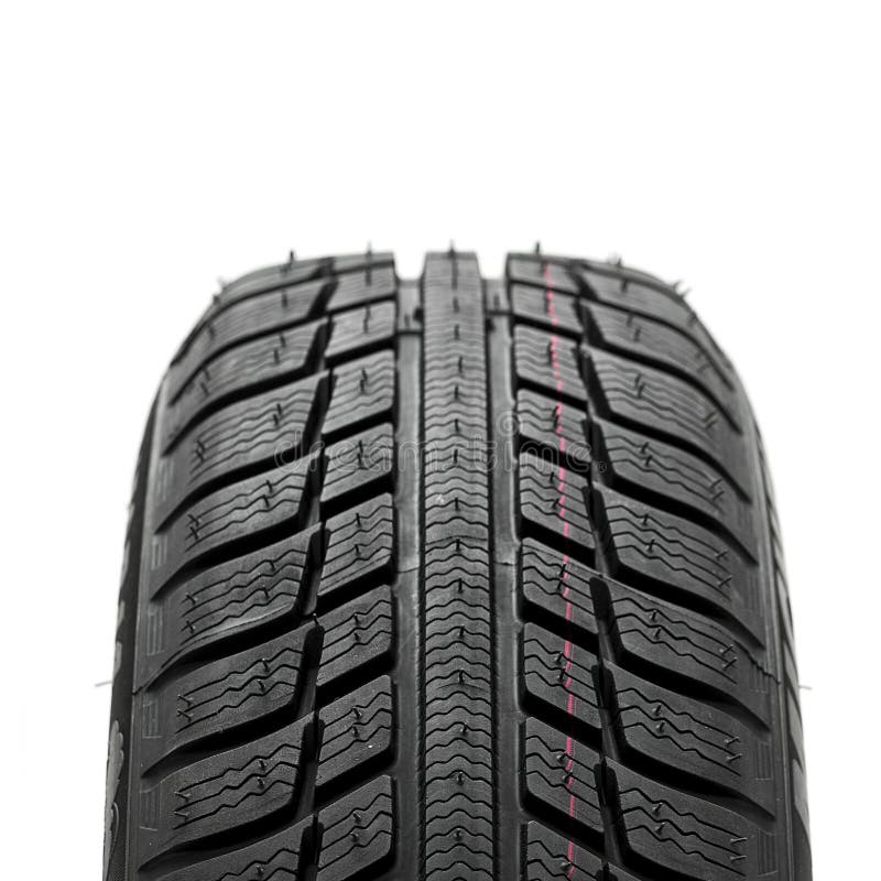 Winter Car Tires Closeup Wheel Profile Structure on White Background