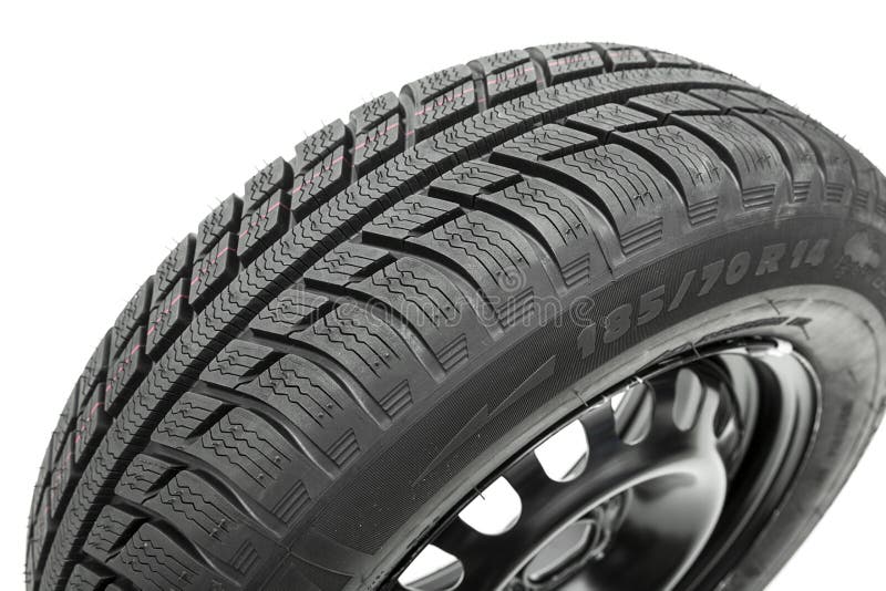 Winter Car Tires Closeup Wheel Profile Structure on White Background