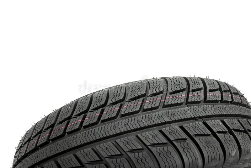 Winter Car Tires Closeup Wheel Profile Structure on White Background