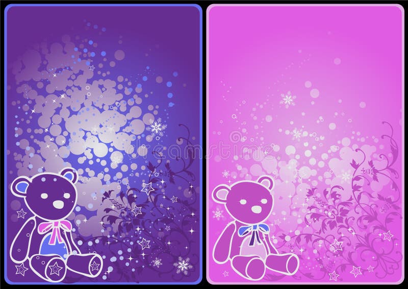 Winter cards with teddy bears