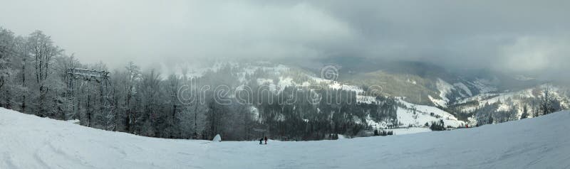 Winter in Carpathian Mountains, panorama