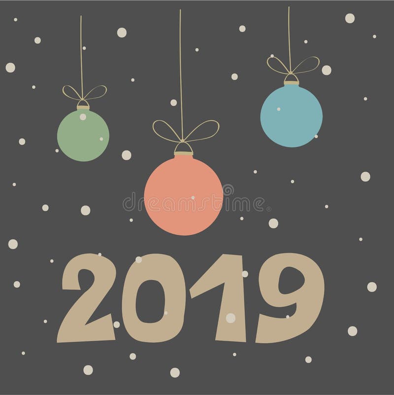 Winter and Christmas illustration. With Happy New Year phrase on dark background. Perfect for kids kards, banners, book illustrations and othe design projects royalty free illustration Winter and Christmas illustration. With Happy New Year phrase on dark background. Perfect for kids kards, banners, book illustrations and othe design projects royalty free illustration