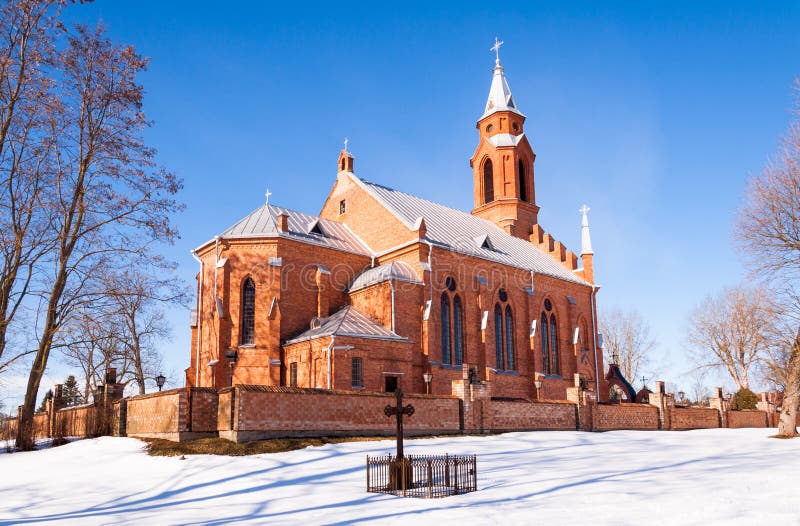 Winter church gothic style royalty free stock images