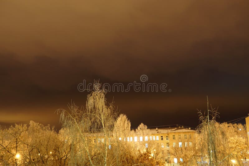 Winter in the city. Night snowbound city royalty free stock image Winter in the city. Night snowbound city royalty free stock image