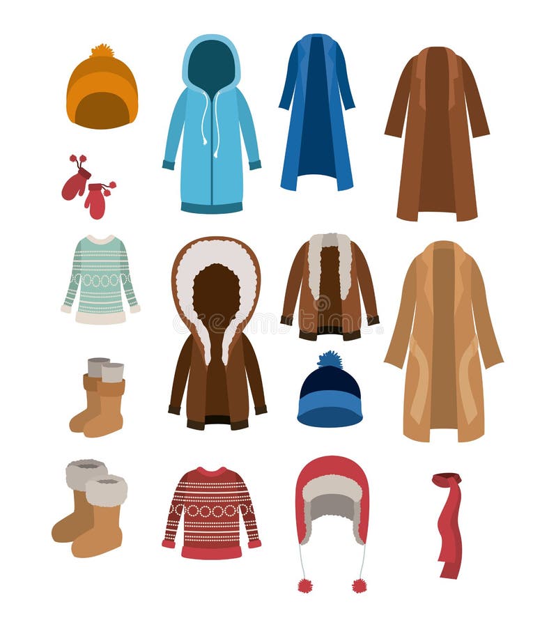 Winter Clothes Set with Coats Sweaters Wool Cap Boots Scarf Jackets and ...