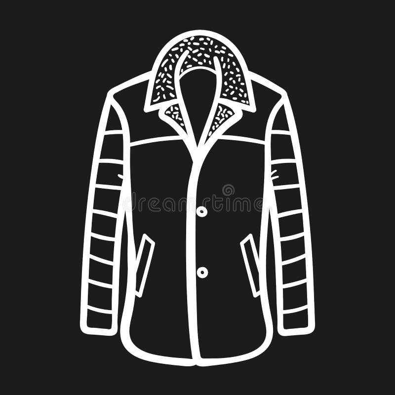 Download Winter Coat Outlined Icon In Dark Background Stock Vector - Illustration of jacket, isolated ...