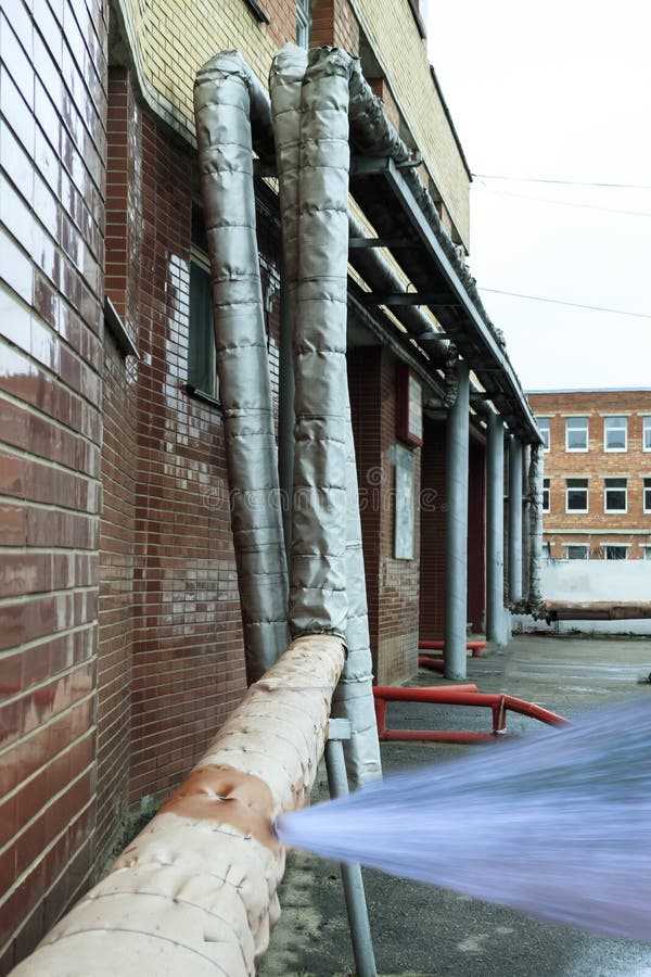 Winter, Cold. Heating Pipes, Could Not Stand the Frosts and Burs Stock