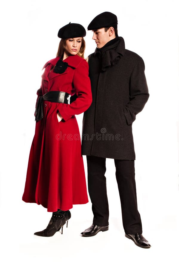 Winter couple stock image. Image of elegant, blond, black 12109007