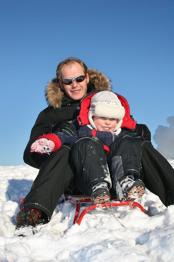 Winter father with child