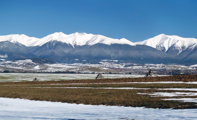 Winter fields and Peaks of Rohace mountains