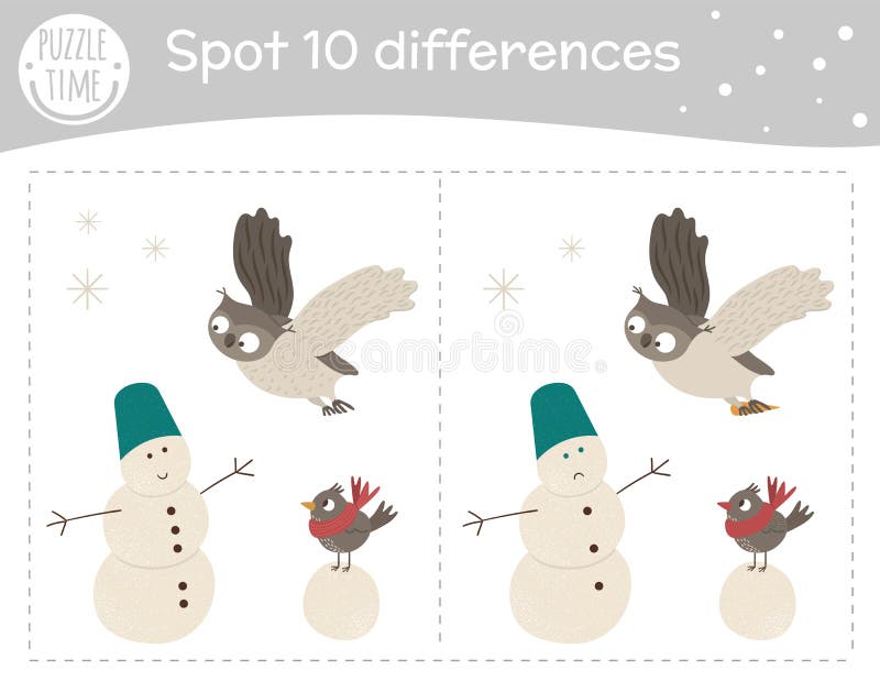 Winter Find Differences Game for Children. Stock Vector - Illustration of bird, kindergarten: 165465738 Winter Find Differences Game for Children. Stock Vector - Illustration of bird, kindergarten: 165465738