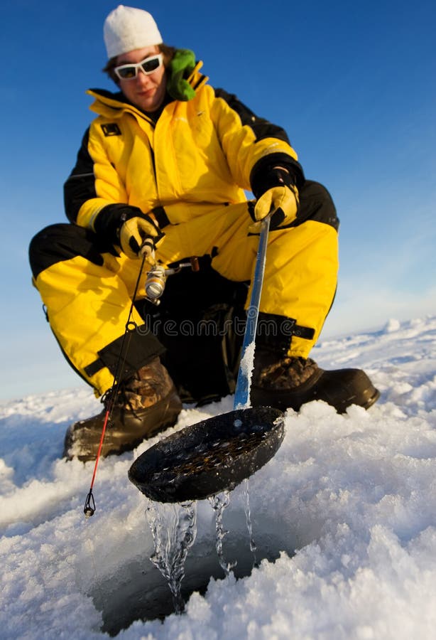 Winter fisherman royalty free stock photos