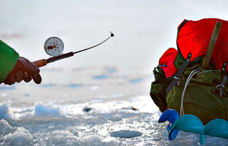 Winter fishing stock photography