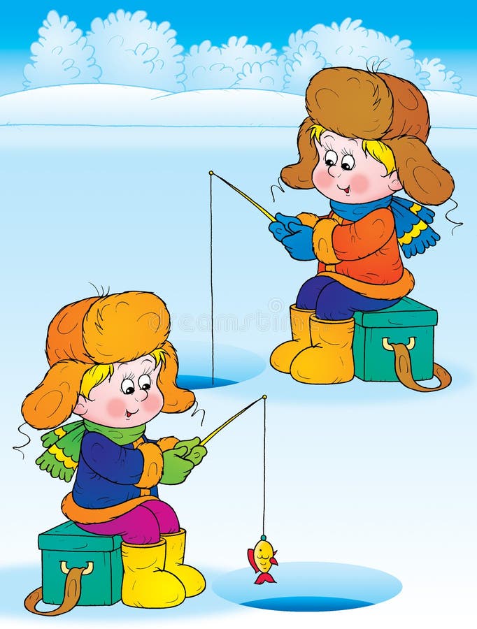 Winter fishing vector illustration