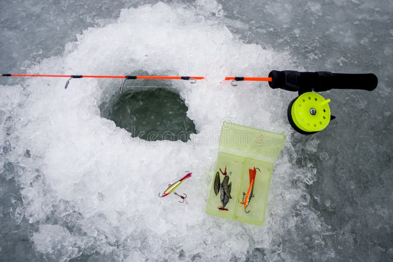 Winter Fishing with Lures and Accessories, Ice Fishing Close Up