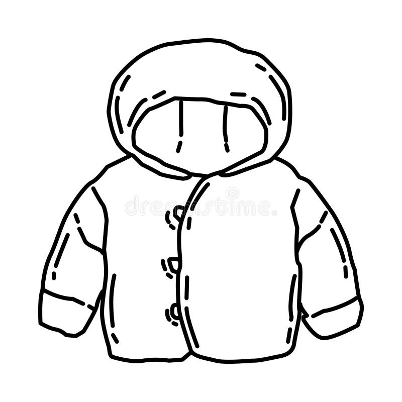 Winter Fleece Jacket for Kids Icon. Doodle Hand Drawn or Outline Icon ...