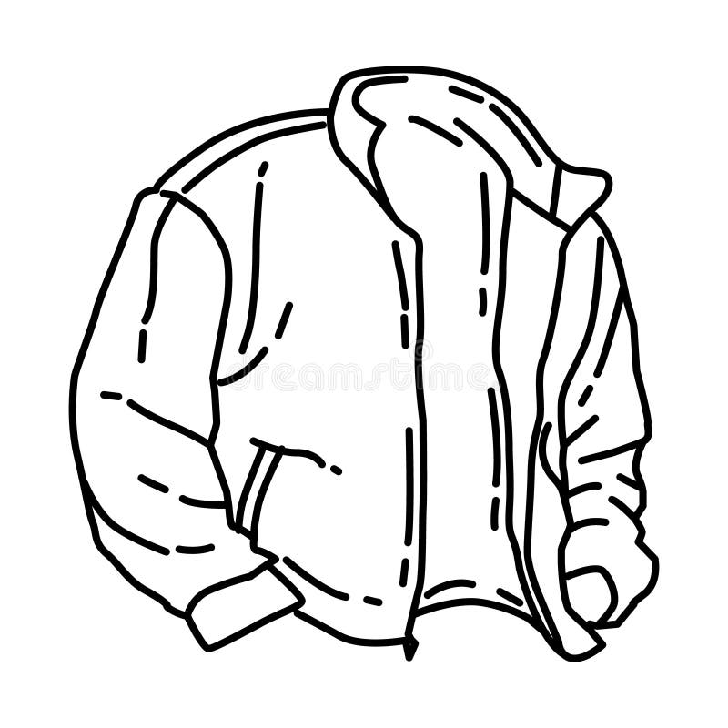 Winter Fleece Jacket for Men Icon. Doodle Hand Drawn or Outline Icon ...