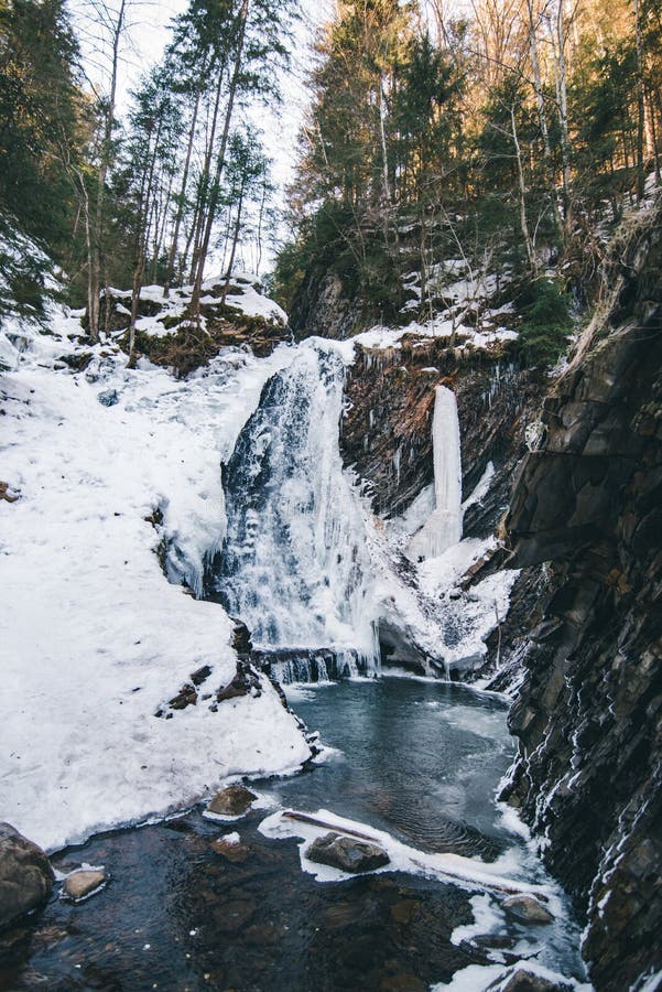 Winter Frozen Waterfall Close Up Stock Photo Image of nature, white