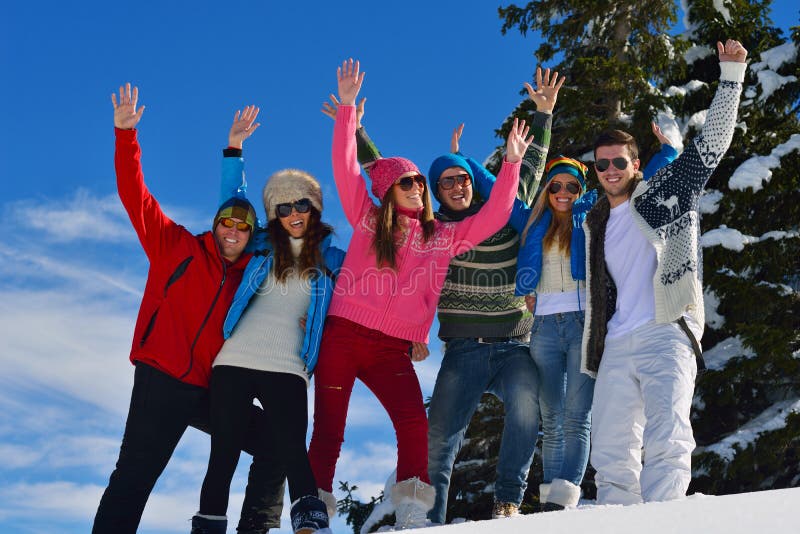 Winter Fun With Young People Group Stock Photo - Image of friends, love ...
