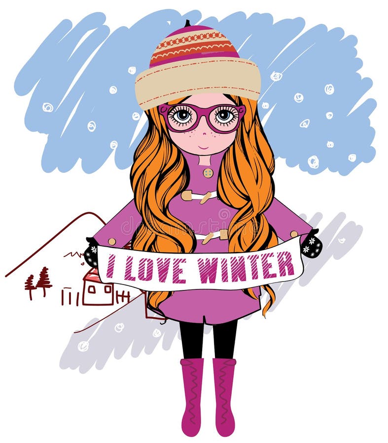 Winter girl vector illustration