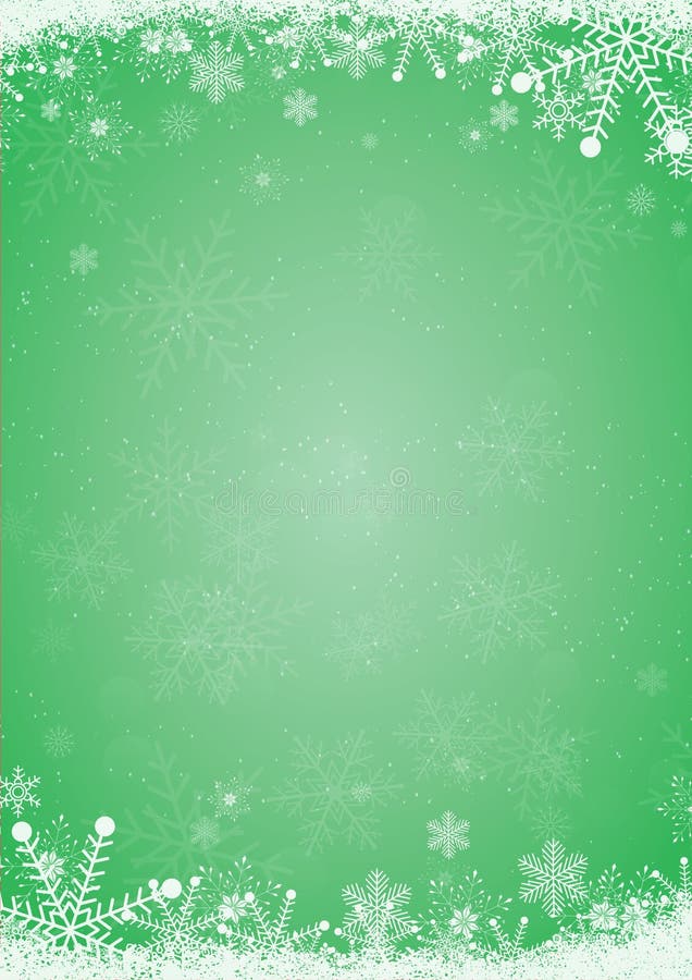 Winter green christmas background with snowflake border