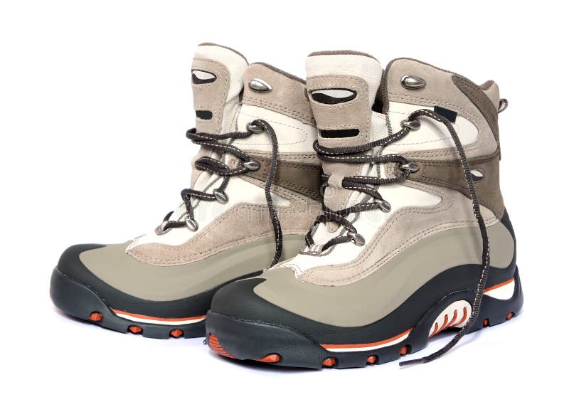Winter hiking boots royalty free stock photos